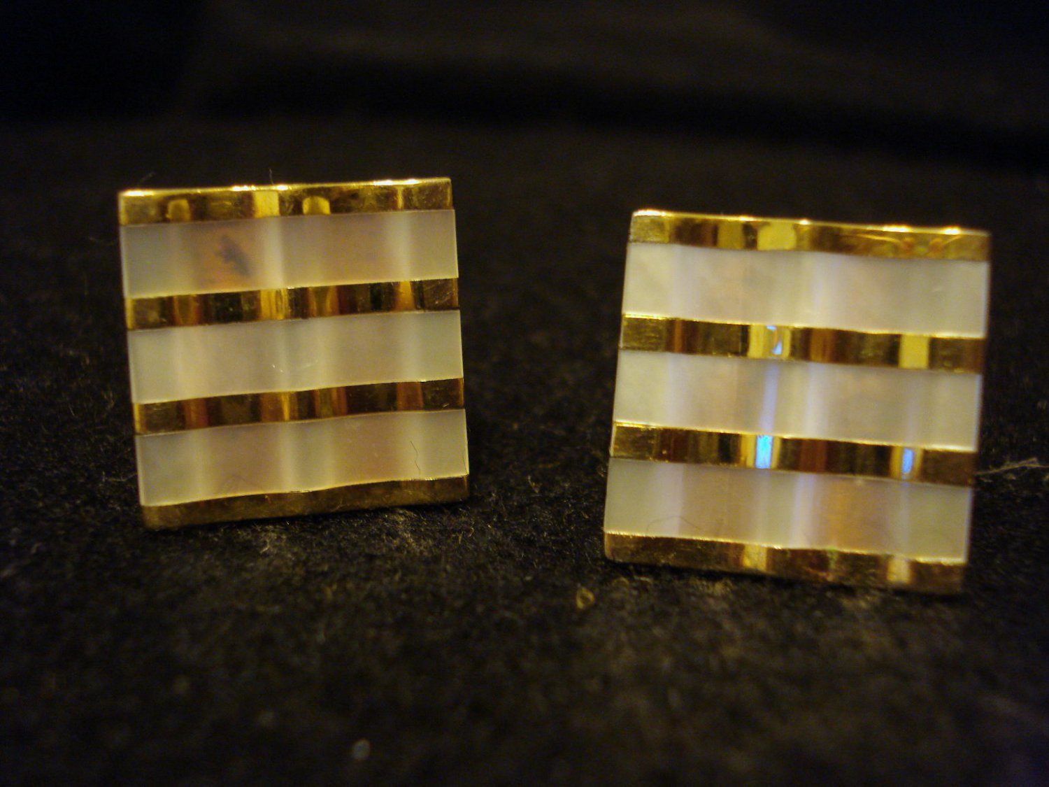 Gold tone and Mother of Pearl classic Vintage Cuff Links