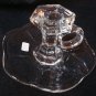 New Martinsville Saucer Handled Candle Sticks, Pair, 1920s crystal, made in USA
