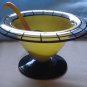 2 piece Westmoreland 1920s Yellow Cased Comport, Black Trim, with Spoon