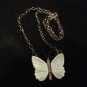 Beautiful Mother of Pearl Butterfly set in Sterling Silver Necklace with chain Vintage