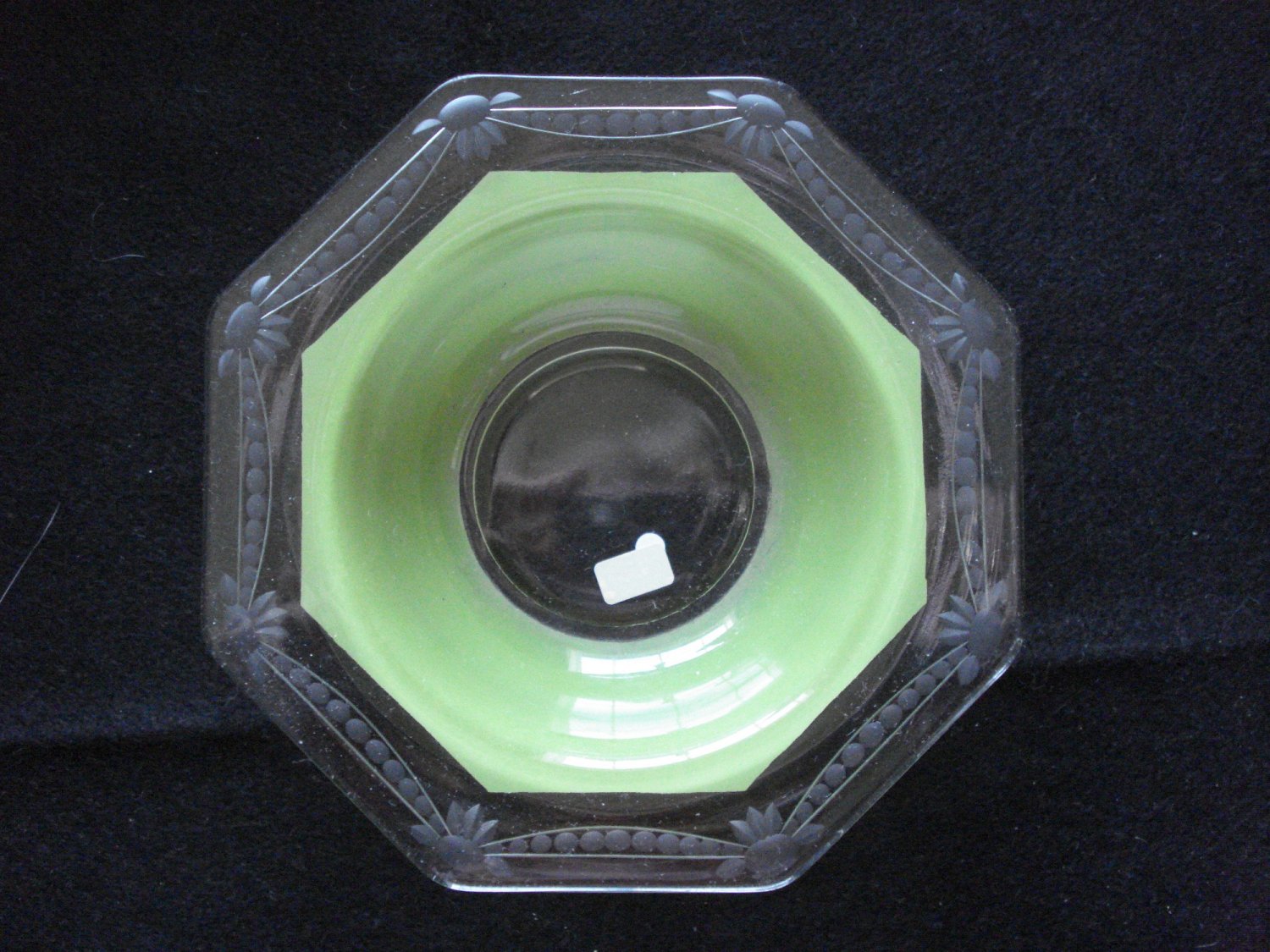 Green Cased Wheel Cut Six Sided small Bowl, Westmoreland, 1920s
