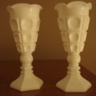 1950s Pair Westmoreland White Milk Glass Thumbprint or Colonial Vases