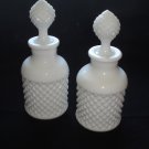 1950 Perfume Bottles Westmoreland Glass, English Hobnail Pattern, pr, Milk Glass