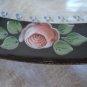 1920s Westmoreland or Heisey 11" Plate Black Cased Band, Enamel Rose Flowers