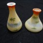 1 short 1 tall Antique Westmoreland Specialty Milk Glass Palm Tree Vases hand painted rare