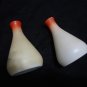 2 Antique Westmoreland Specialty Milk Glass Palm Tree Vases, rare hand painted