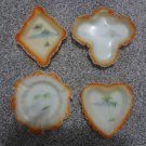 4 Antique Westmoreland Specialty Milk Glass Palm Tree Bridge Trays set
