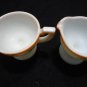 Antique Westmoreland Milk Glass Palm Tree Creamer & Sugar Bowl Set hand painted