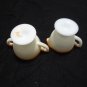 Antique Westmoreland Milk Glass Palm Tree Creamer & Sugar Bowl Set hand painted