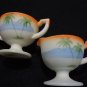 Antique Westmoreland Milk Glass Palm Tree Creamer & Sugar Bowl Set hand painted