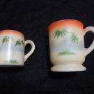 Antique Westmoreland Specialty Milk Glass Palm Tree Child Cup & Mini Match Holdr