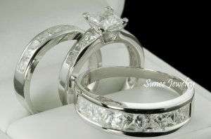 His And Her 3pcs Matching Set Wedding Ring Engagement  Ring sku0011