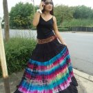 100% Cotton Hand Tiedye Tiered Ruffle Long Skirt
