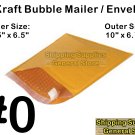 10 pc Lot - #0 Kraft Bubble Self Sealing 6x10 Envelopes