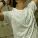 Korean inside Skull HEAD  / FREESHIP  Men Women Unisex White t-shirt - Steam Cool Punk : Medium