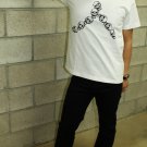 Men Women Unisex White t-shirt - 8 skulls on Korean alphabet / FREESHIP / Steam Cool Punk : Medium