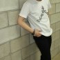 Men Women Unisex White t-shirt - 8 skulls on Korean alphabet / FREESHIP / Steam Cool Punk : Large