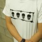4 Grinning Black Skulls -Men Women Unisex White t-shirt - FREESHIP : Large