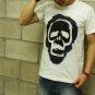 Men Women Unisex White t-shirt - FREESHIP/ Skull from INK running : Large