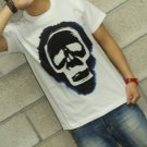 Men Women Unisex White t-shirt - FREESHIP/ Skull from INK running  : XLarge