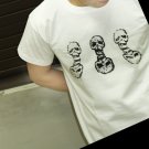 Men Women Unisex White t-shirt - FREESHIP/ 3 skulls and 3 skull shadows : Small