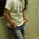 Men Women Unisex White t-shirt - FREESHIP/ 3 skulls and 3 skull shadows : Large