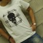 SUPER SOFT Men White t-shirt - FREESHIP/ Black skull in Dotting square : Small