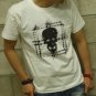 SUPER SOFT Men White t-shirt - FREESHIP/ Black skull in Dotting square : Medium