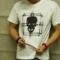 SUPER SOFT Men White t-shirt - FREESHIP/ Black skull in Dotting square : Large