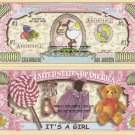 IT'S A GIRL - BABY HAS ARRIVED DOLLAR BILLS x 2 GIFT