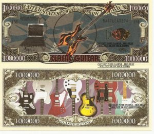 Classic Guitar Right to Rock and Roll Dollar Bills x 2 Musical Instrument