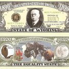 WYOMING THE EQUALITY STATE 1890 DOLLAR BILLS x 2 WY