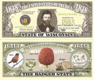 WISCONSIN THE BADGER STATE 1848 DOLLAR BILLS x 2 WI