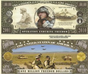OPERATION ENDURING FREEDOM AFGHANISTAN DOLLAR BILLS x 2
