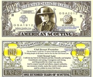 JULIETTE GORDON LOW AMERICAN SCOUTING DOLLAR BILLS x 2