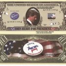 JOHN KERRY DEMOCRAT FOR PRESIDENT 2004 DOLLAR BILLS x 2