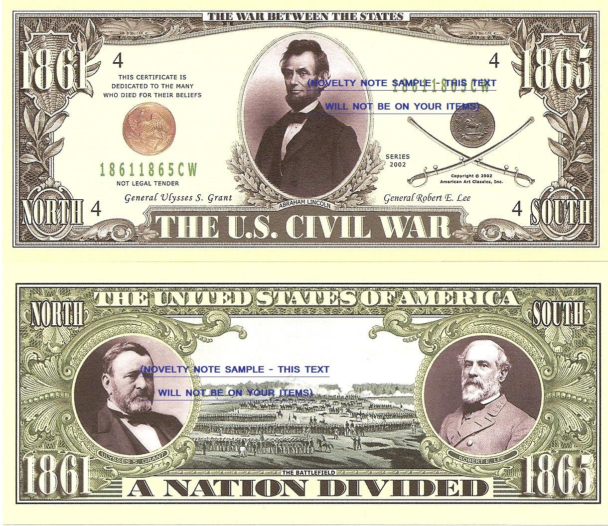 US CIVIL WAR 1861-1865 LINCOLN DAVIS DIXIE DOLLAR BILLS