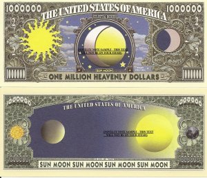 Sun Moon Celestial Bodies Heavenly Dollar Bills x 2 New