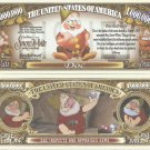 Doc Snow White Seven Dwarfs Commemorative Million Dollar Bills x 2 1937 Film