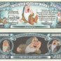 Sleepy Snow White Seven Dwarfs Commemorative Million Dollar Bills x 2 1937 Film