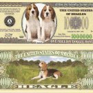 Beagle Dog Puppy One Million Dollar Bills x 2 New Gift