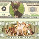 Chihuahua Dog One Million Dollar Bills x 2 New Gift