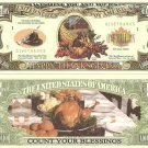 Happy Thanksgiving Cornucopia Dollar Bills x 2 Gift Blessings Mayflower Plymouth