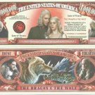 Game of Thrones House Targaryen Dragon and the Wolf Million Dollar Bills x 2 GOT