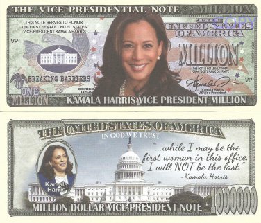 Kamala Harris First Female US Vice President Million Dollar Bills x 2 America