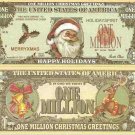 Santa Claus Happy Holidays Christmas Million Dollar Bills x 2 New Greetings