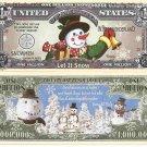 Snowman Let it Snow Million Dollar Bills x 2 New Frosty Winter Wonderland