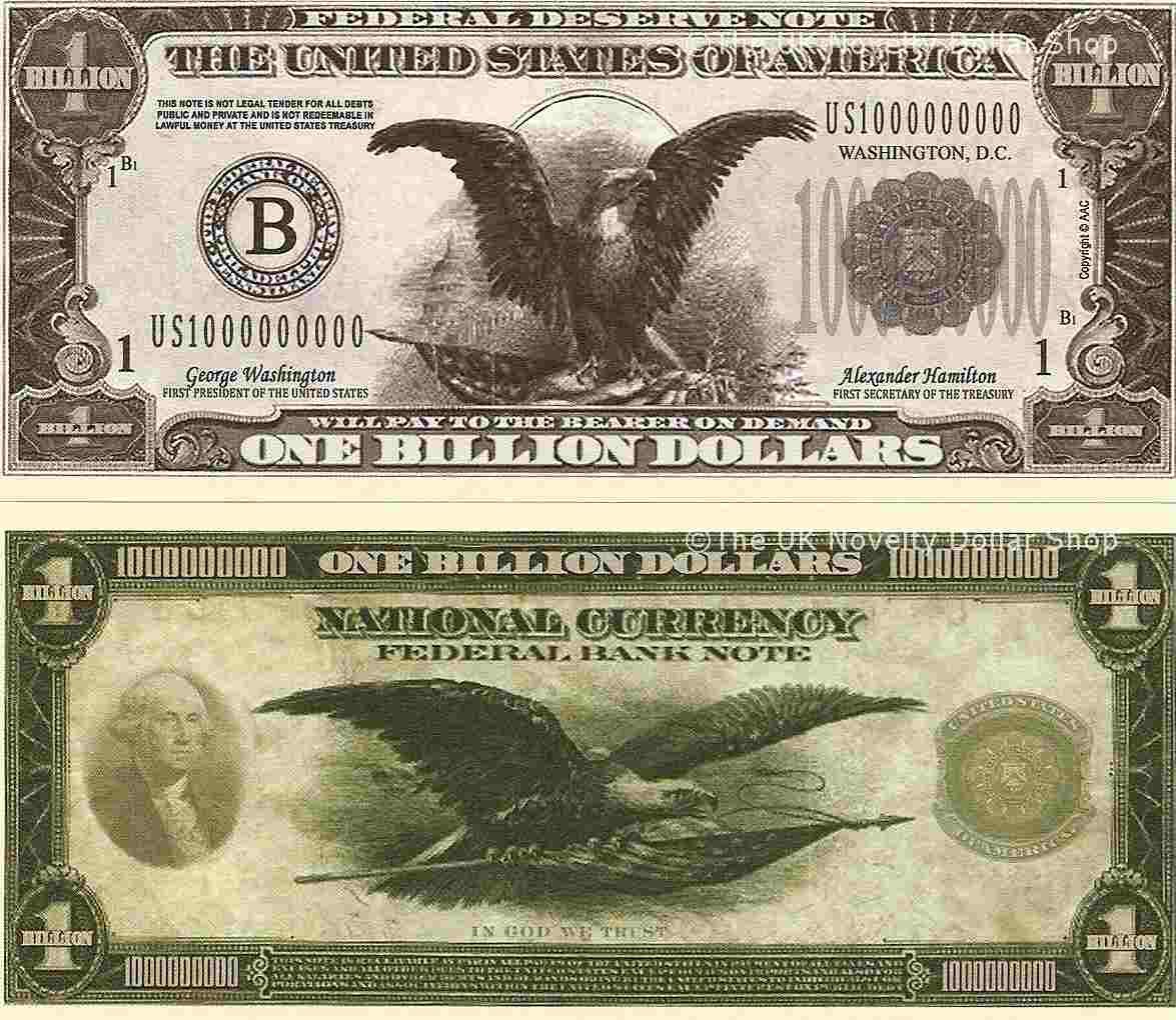 American Eagle Stars Stripes Billion Dollar Bills x 2 United States