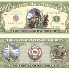 9/11 Fire Fighters New York City 2001 Dollar Bills x 2 World Trade Center