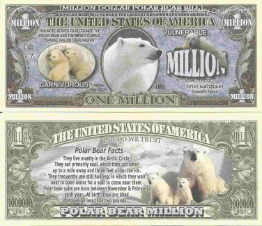 Polar Bear Ursus Maritimus Carnivorous Land Mammal Million Dollar Bills x 2 Facts